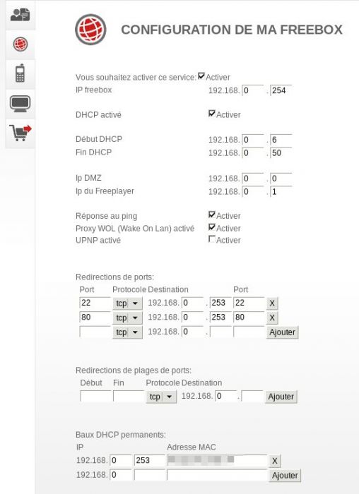 interface paramétrage routeur freebox